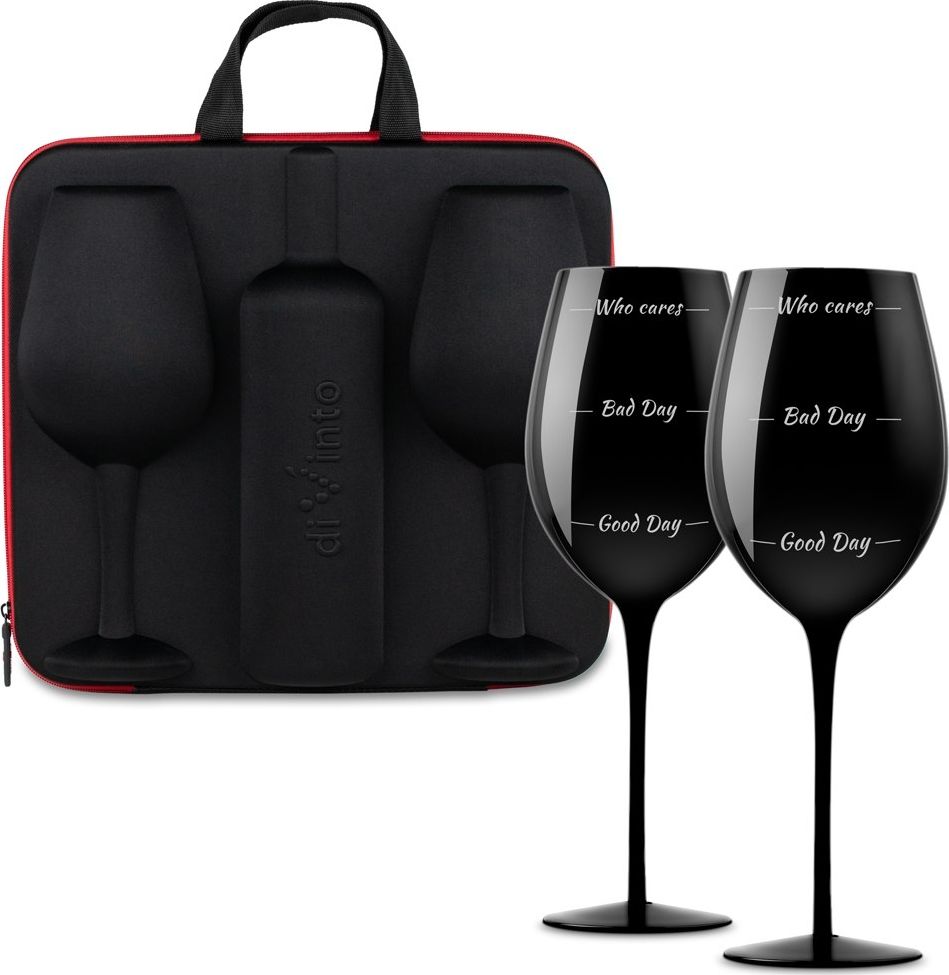 diVinto Etui na wino z kieliszkami diVinto Who cares Black