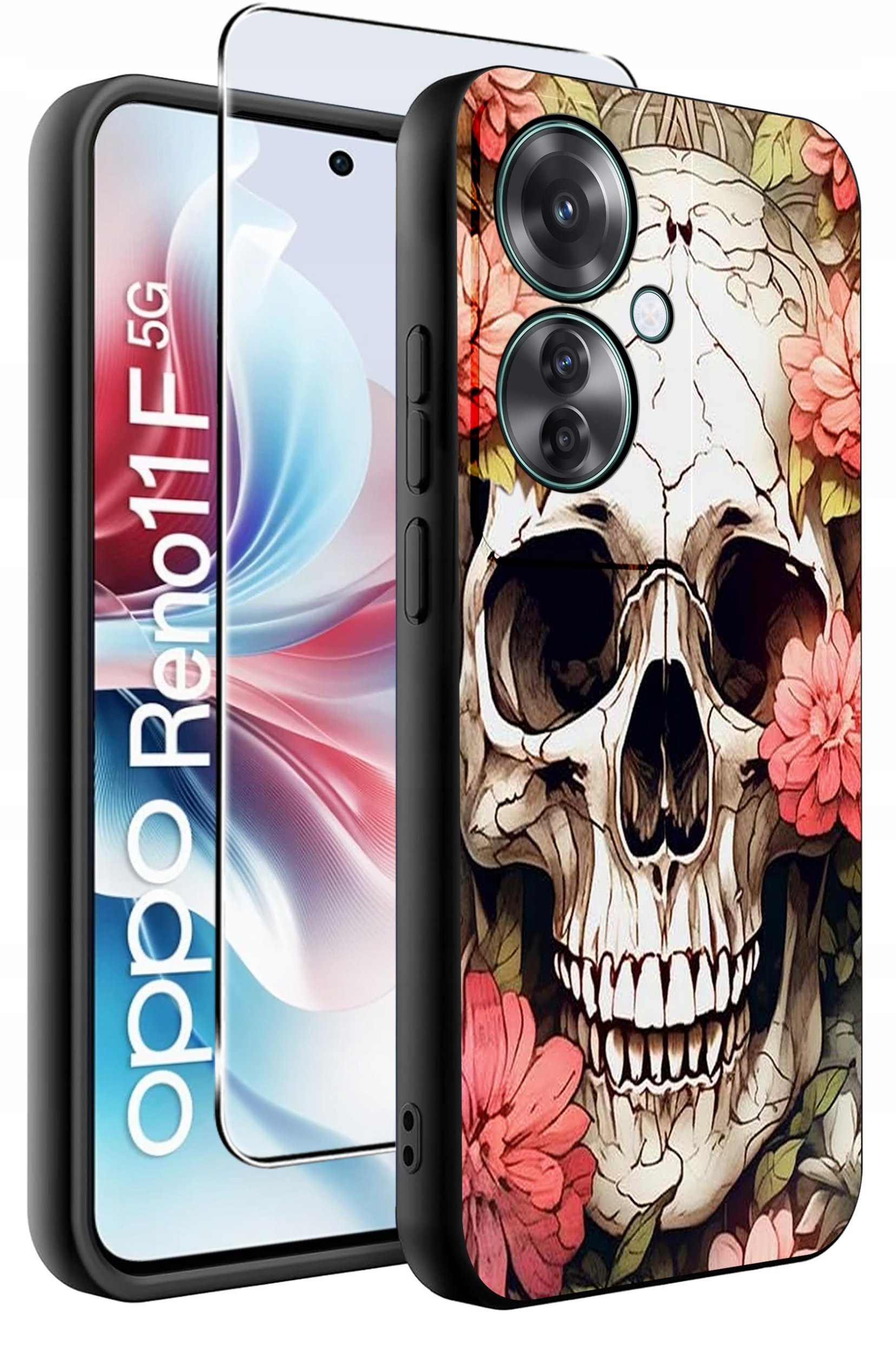 ETUI do Oppo Reno11 F 5G WZORY | SILIKONOWE MATT CASE + SZKŁO HARTOWANE 9H