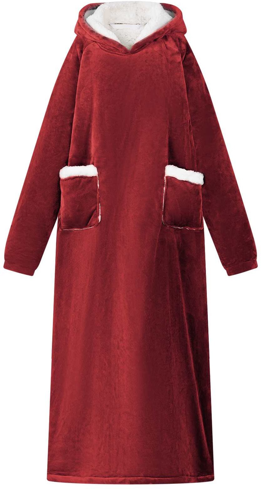 vidaXL Bluza-koc Bordowy Czerwony Fleece i Flanela