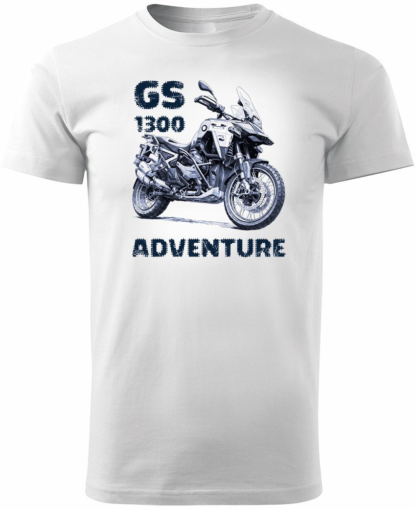 Koszulka motocyklowa z motocyklem na motor BMW GS R 1300 Adventure męska biała REGULAR XL