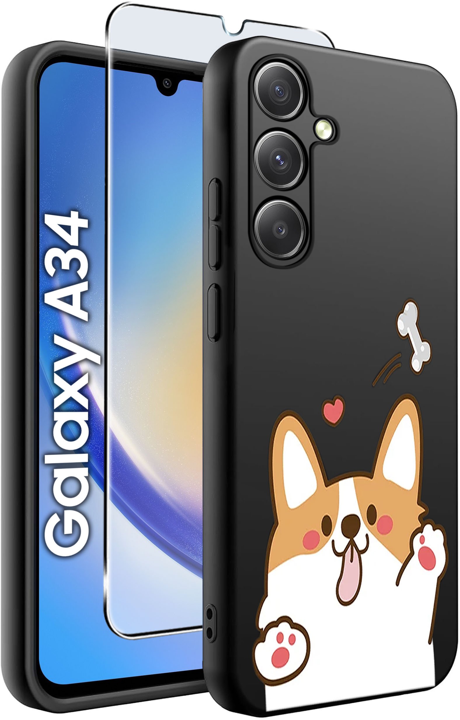 ETUI do Samsung A34 5G WZORY | SILIKONOWE MATT CASE + SZKŁO 9H