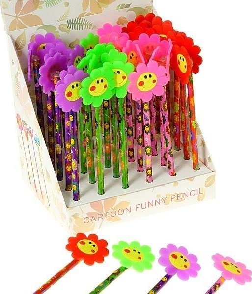 Ołówek z silikonowym kwiatkiem (36szt)