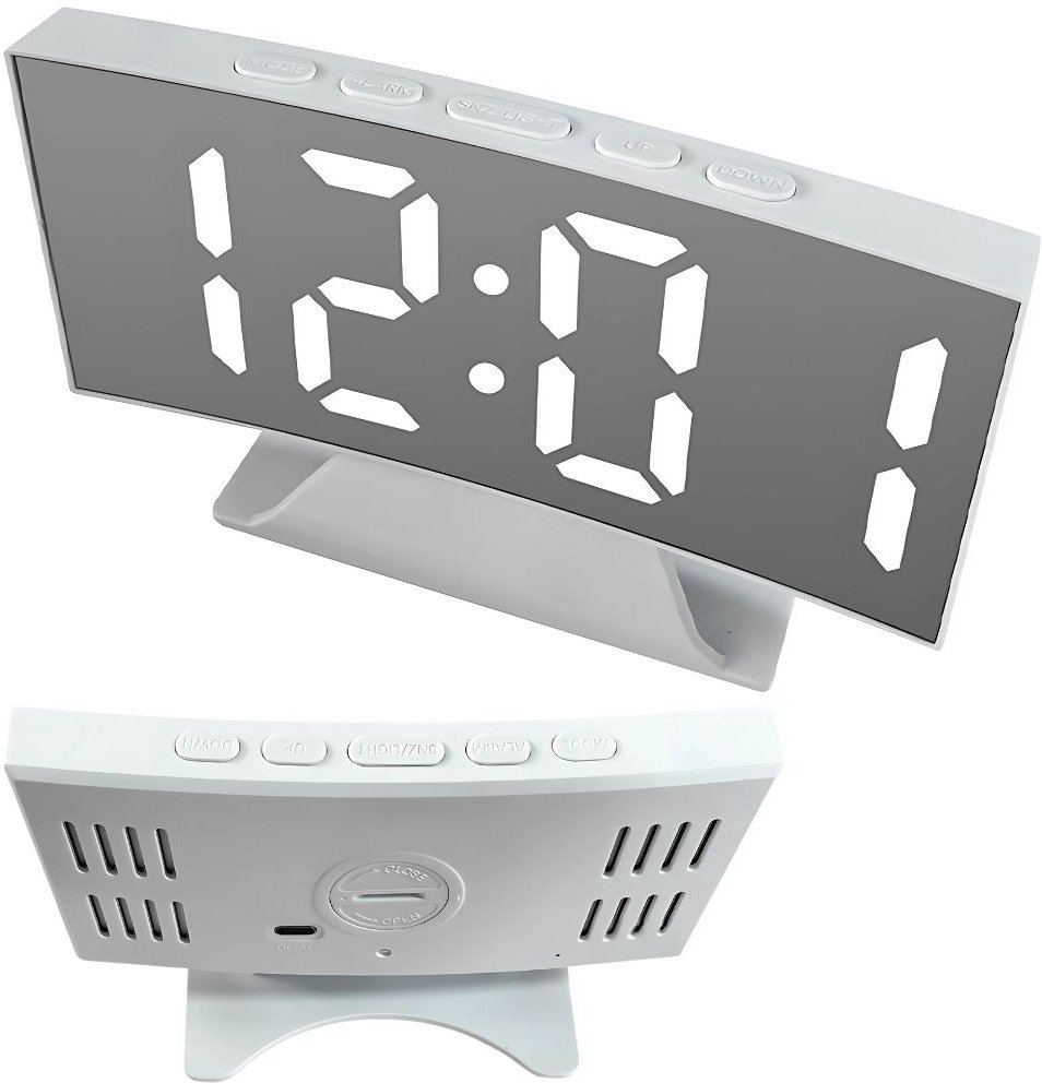 Zegar elektroniczny cyfrowy led budzik termometr lustro stojący usb pamięć