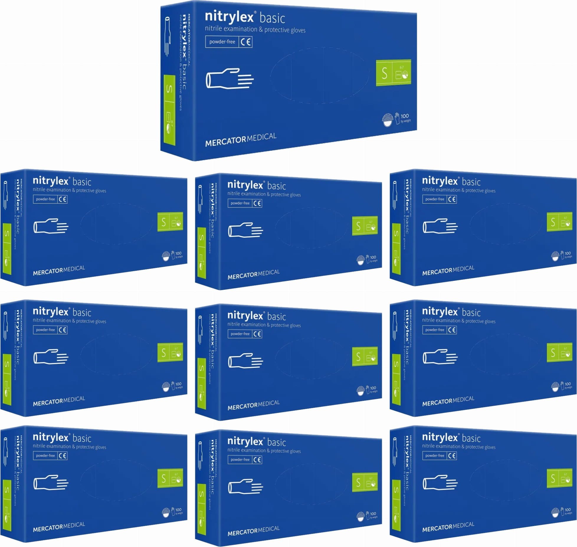 Mercator Rękawice Nitrylowe 100 szt. Nitrylex Basic Dark Blue - 10 kpl. (S 6-7)