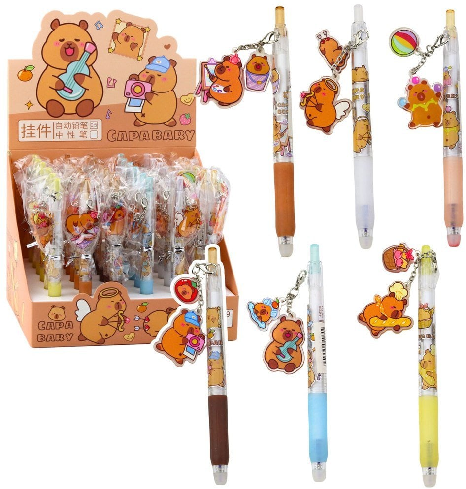 Długopis Żelowy Kapibara Brelok Niebieski Tusz 14,5cm Mix