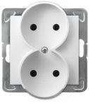Ospel Impresja moduł biały gniazdo 2X B/U ZACISKI ŚRUBOWE 16A 250V (GP-2YR/M/00)