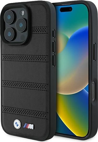 BMW BMHMP16L23PUSPK iPhone 16 Pro 6.3" czarny/black hardcase M Perforated And Stitched Line MagSafe