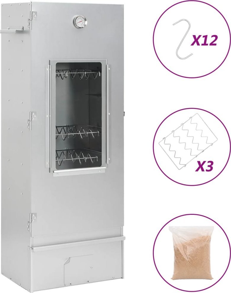 vidaXL Wędzarnia z wiórami drewnianymi, 44,5x29x110 cm, stal