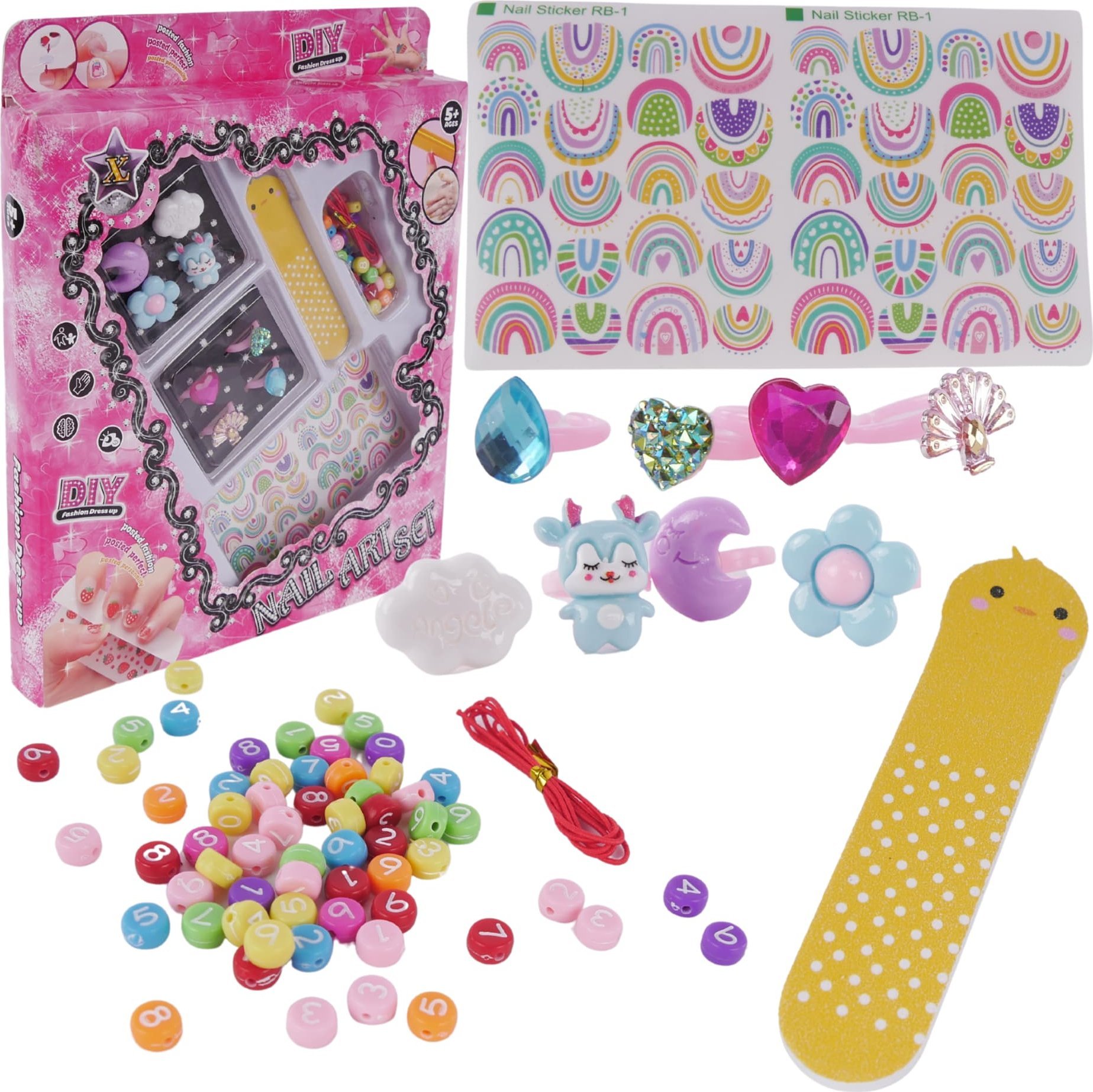 ProNice Zestaw Kreatywny Piękności Do Paznokci Naklejki Pierścionki Bransoletka