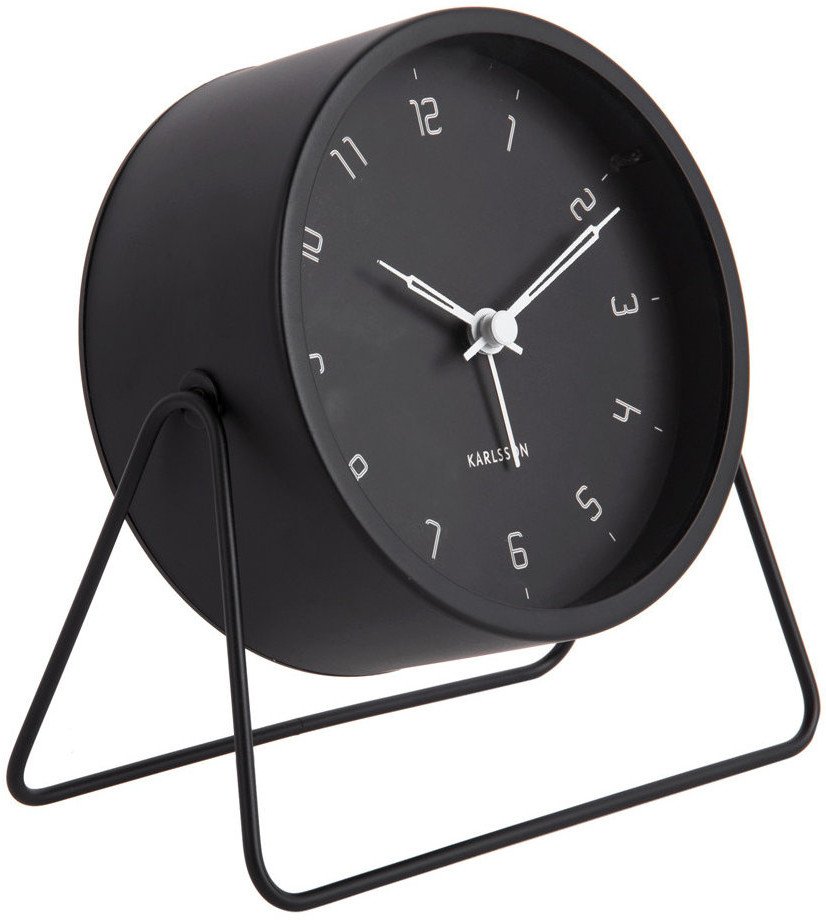 Budzik Karlsson KA5952BK czarny okrągły 11 cm .