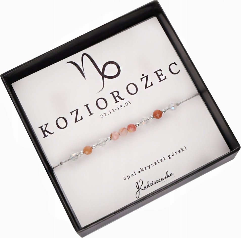 Radziszewska Jewellery Bransoletka Znak Zodiaku KOZIOROŻEC Kamienie Naturalne Opal Kryształ Górski