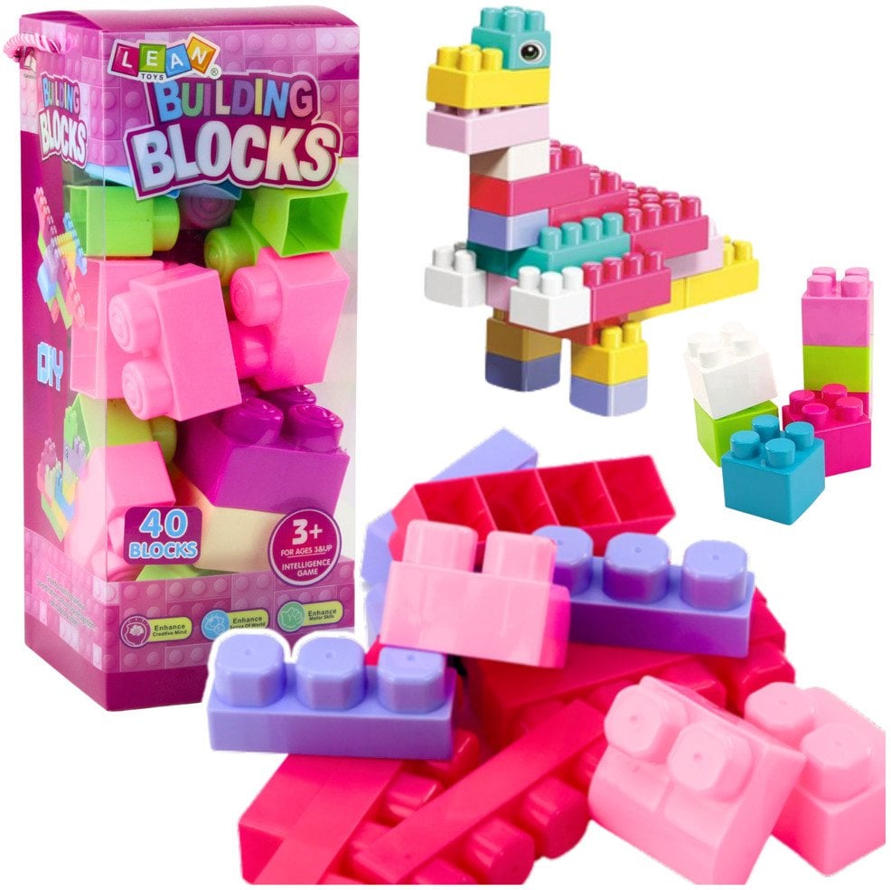 Klocki W Pudełku Duże Budowlane Zestaw Kolorowe 40ele.