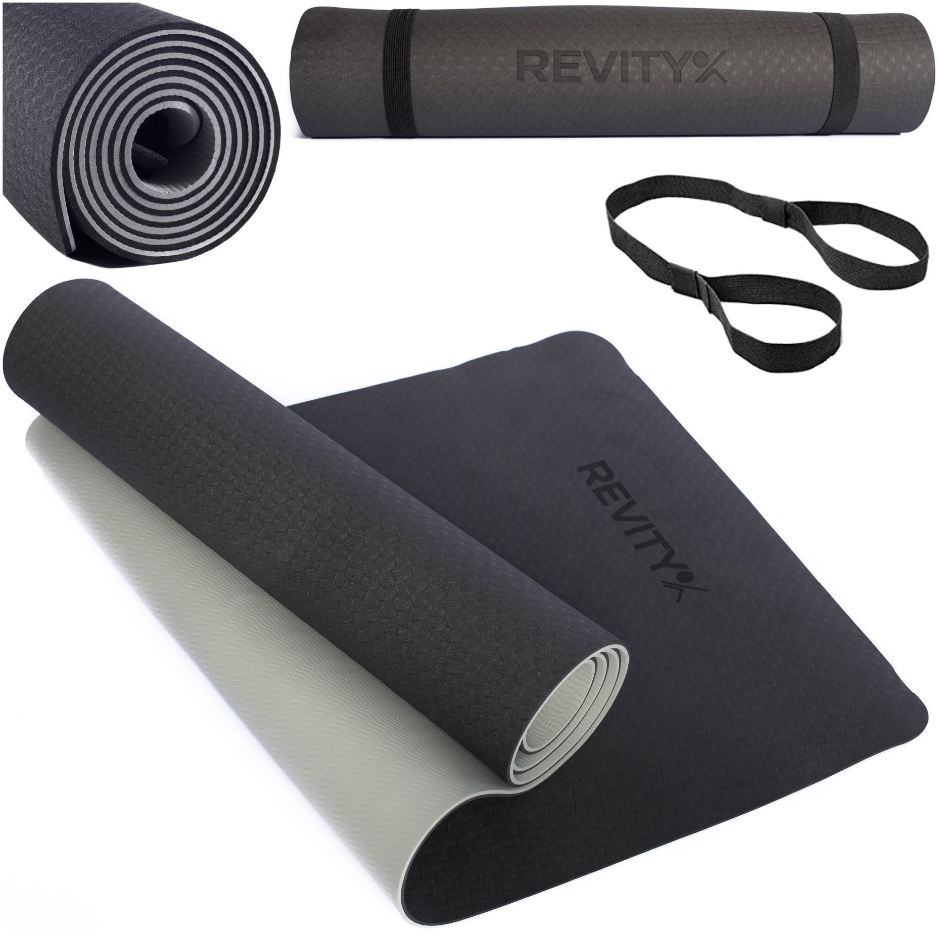 Mata treningowa do jogi ćwiczeń fitness pilatesu Revity 183 cm x 61 cm x 6 mm
