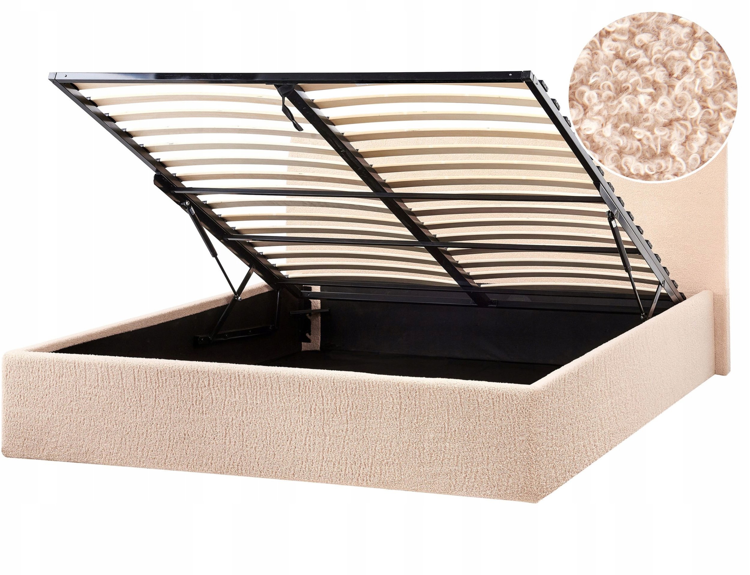 Łóżko z pojemnikiem Boucle ORBEY 160 x 200 cm Beżowy