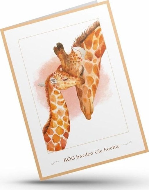 Karnet - Bóg bardzo Cię kocha - żyrafy