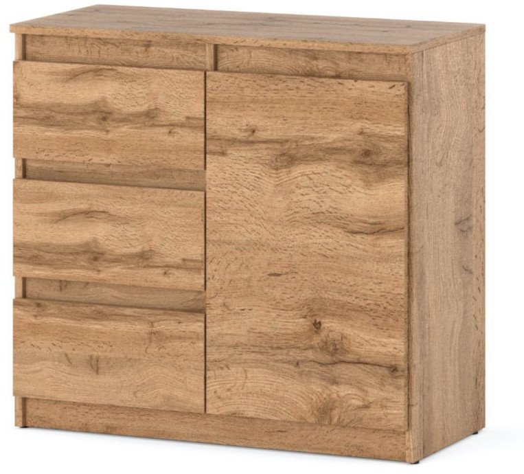 Komoda Drewniana Do Sypialni 3 Szuflady 80cm Nowoczesna Salon Dąb Wotan