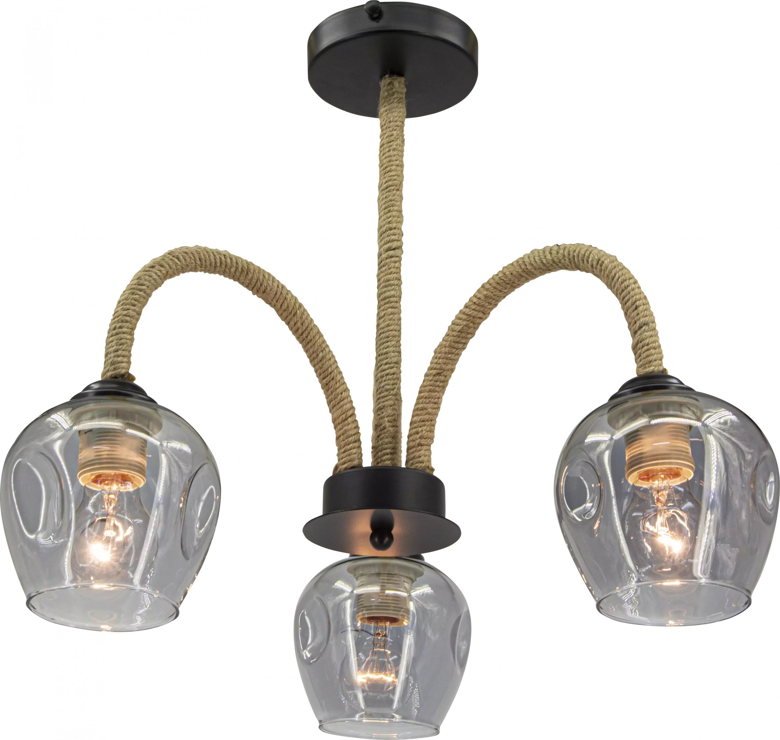 Lampa wisząca Mdeco Marynistyczna lampa sufitowa ELM2026/3 BL SZNUR czarna beżowa