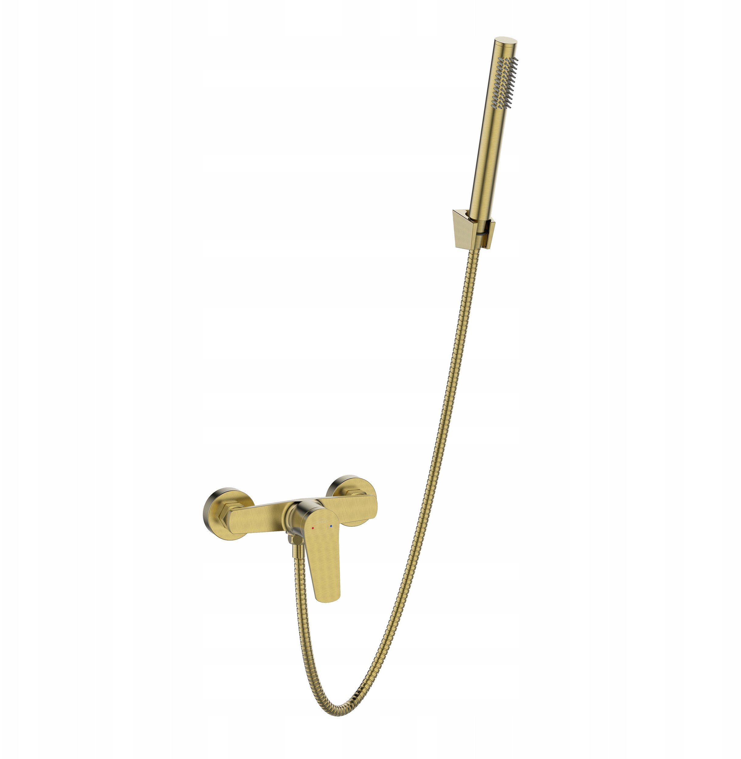 Invena bateria natryskowa z zestawem natryskowym Alonia, złoto szczotkowane BN-70-009-V