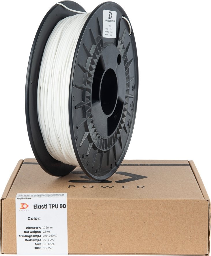 3DPower Filament 3DPower Elasti TPU 90 1.75mm Biały 0.5kg