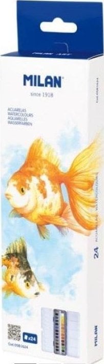 Farba akwarelowa w kostce 24 kolory kasetka MILAN