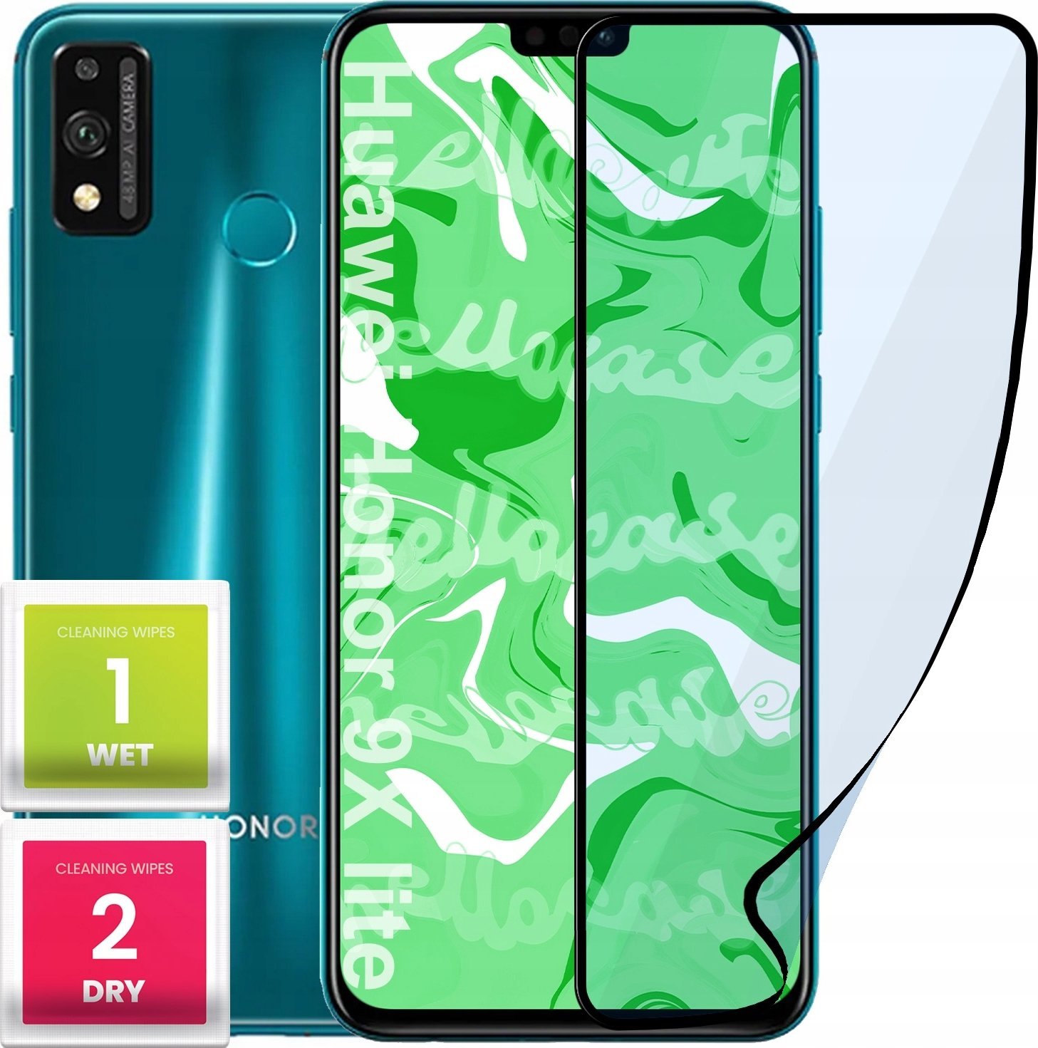 Hello Case Szkło Hybrydowe do Huawei Honor 9x Lite (szybka 9H, pełne 5D, ochronne)