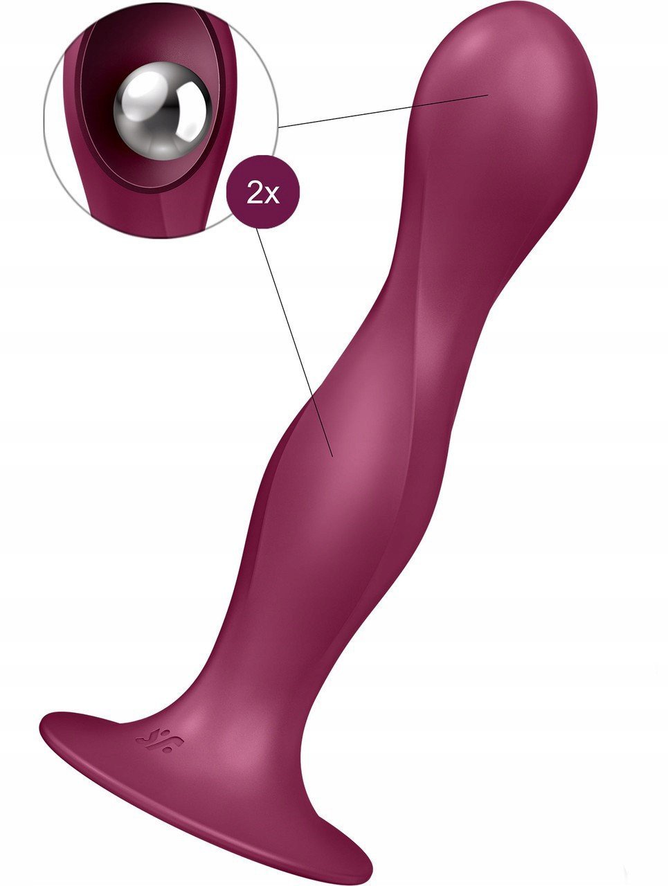 SATISFYER_Double Ball-R dildo z kulkami gejszy Red