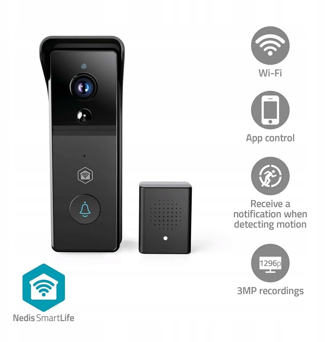 Nedis SmartLife Video Wideodomofon | Bateria | 3MP Full HD 1296p