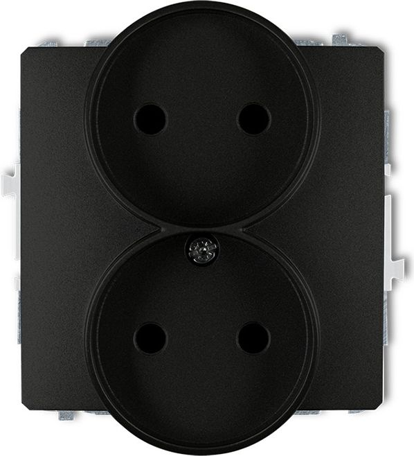 Karlik Gniazdo podwójne DECO Soft b/u do ramki czarny mat (12DGPRSO-2)