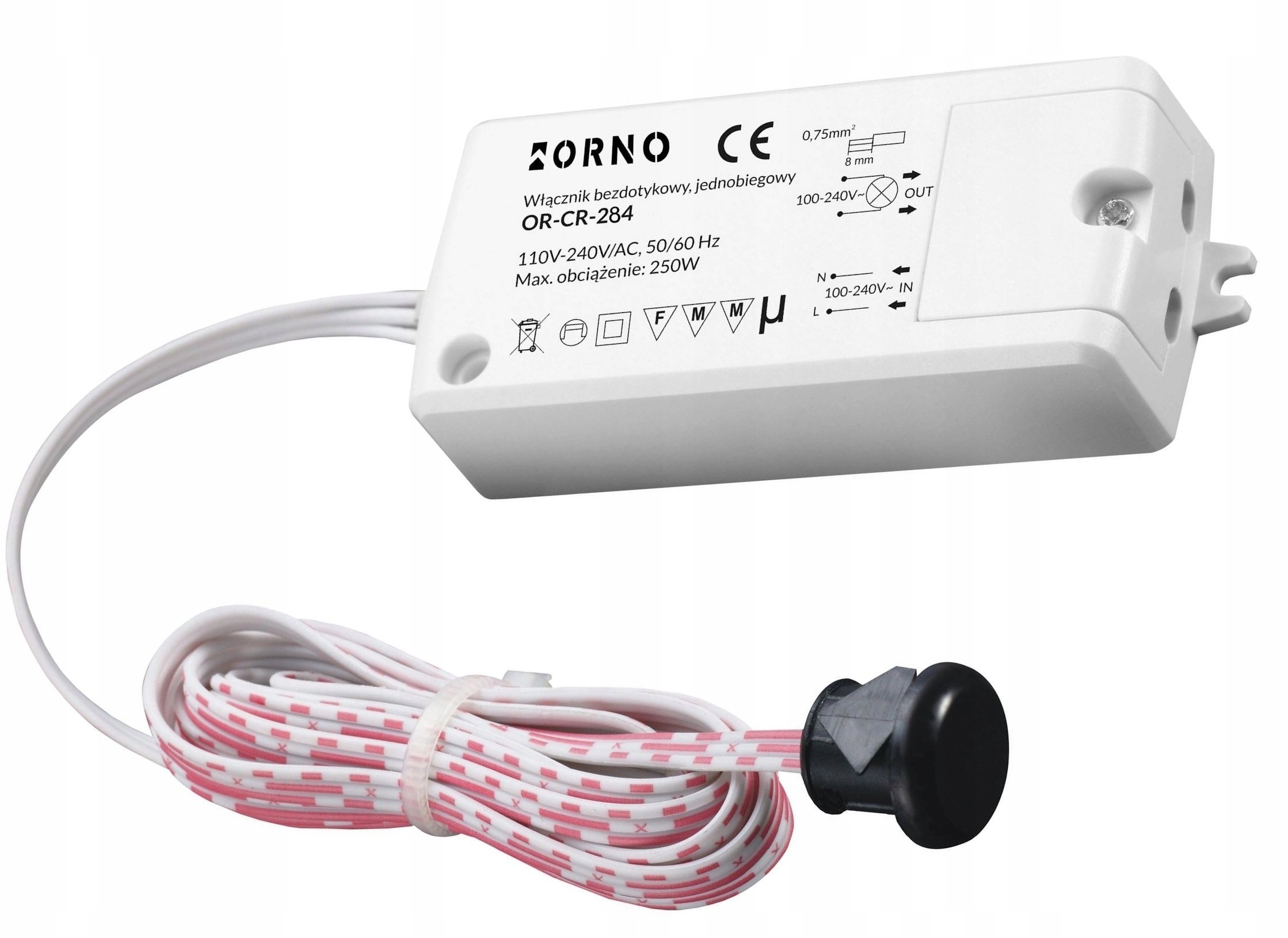 Orno Włącznik bezdotykowy jednobiegunowy, IP20, 250W, OR-CR-284