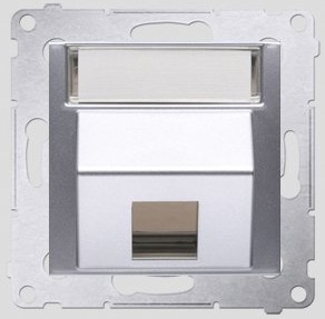 Kontakt-Simon Pokrywa gniazda teleinformatycznego pojedynczego SIMON54 z polem opisowym srebna - DKP1S.01/43