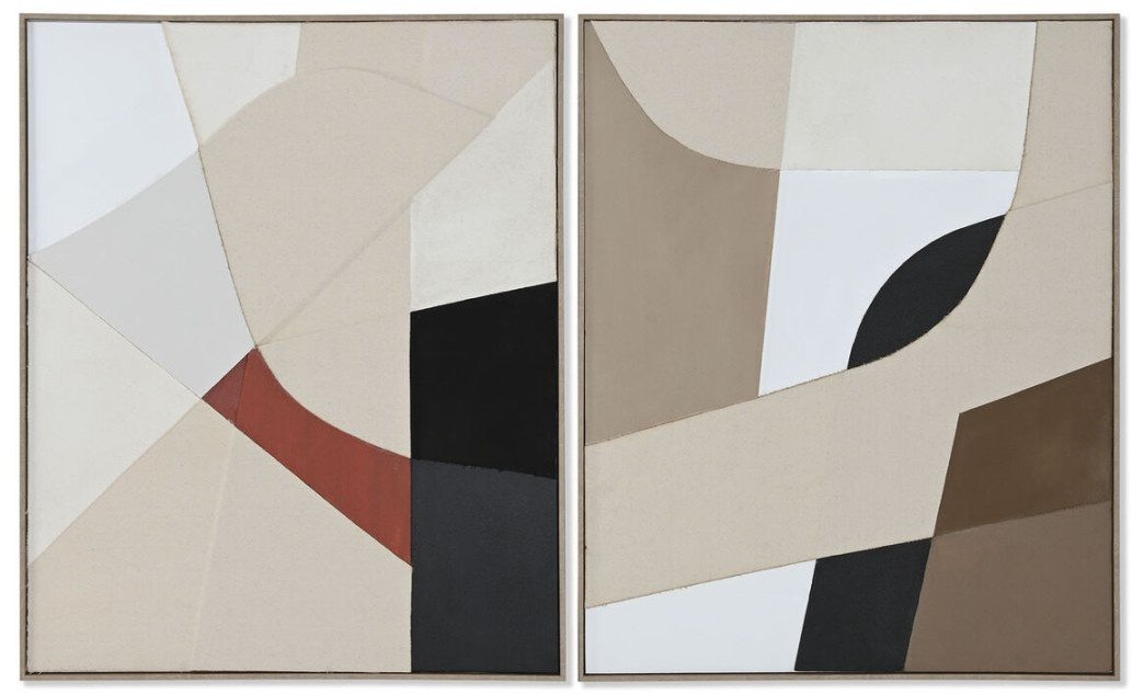 Obraz Home ESPRIT Brązowy Beżowy Abstrakcyjny Miejska 82 x 3,8 x 102 cm (2 Sztuk)