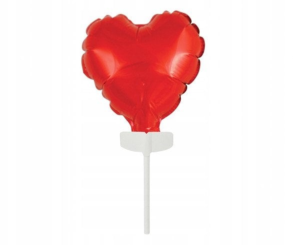 Balon foliowy samozamykający na patyku 8 cm Serce czerwone BS-4CRW
