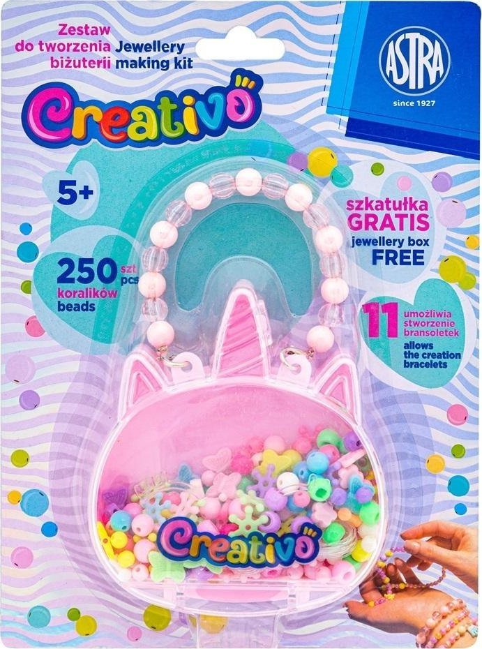 Zestaw koralików Unicorn 250szt + 2m gumek ASTRA