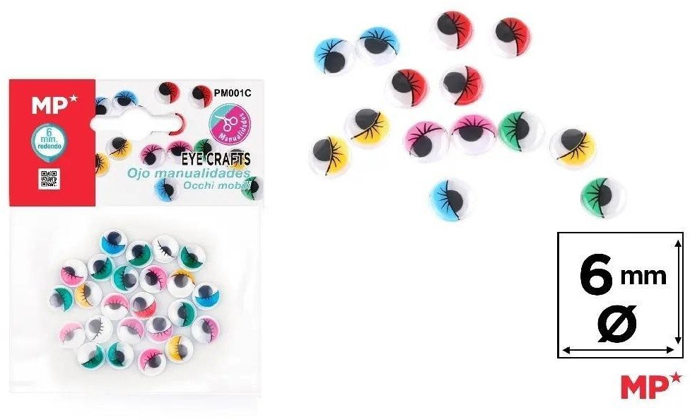Oczy ruchome samoprzylepne kolorowe 6mm