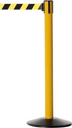 Tensator Pachołek/słupek plastikowy Popular z rozwijaną taśmą odgradzającą, ostrzegawczą. (Taśma 2,3m)