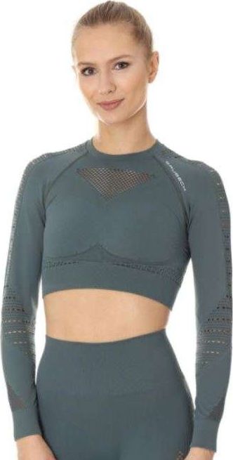 Brubeck LC10020 Damski top GYM z długim rękawem zielony S