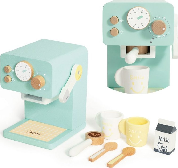 Classic World CLASSIC WORLD Drewniany Ekspres do Kawy Zestaw dla Dzieci 7 el.