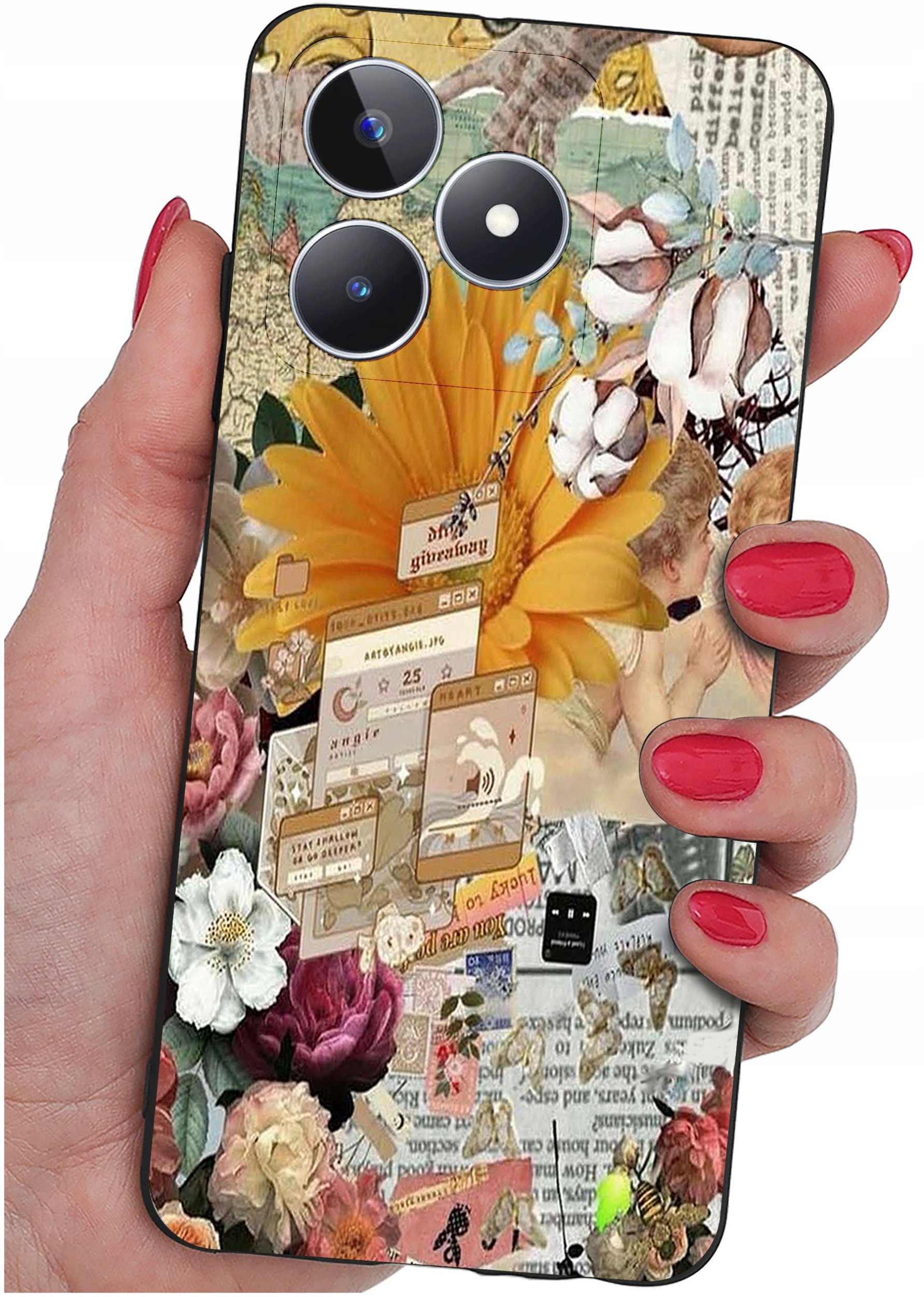 ETUI do Realme C51| C53 WZORY |SILIKONOWE MATT CASE + SZKŁO 9H