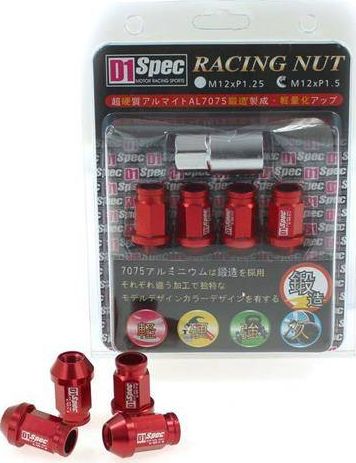 MTuning_F Nakrętki D1SPEC Replica 40mm M12x1.5 Red