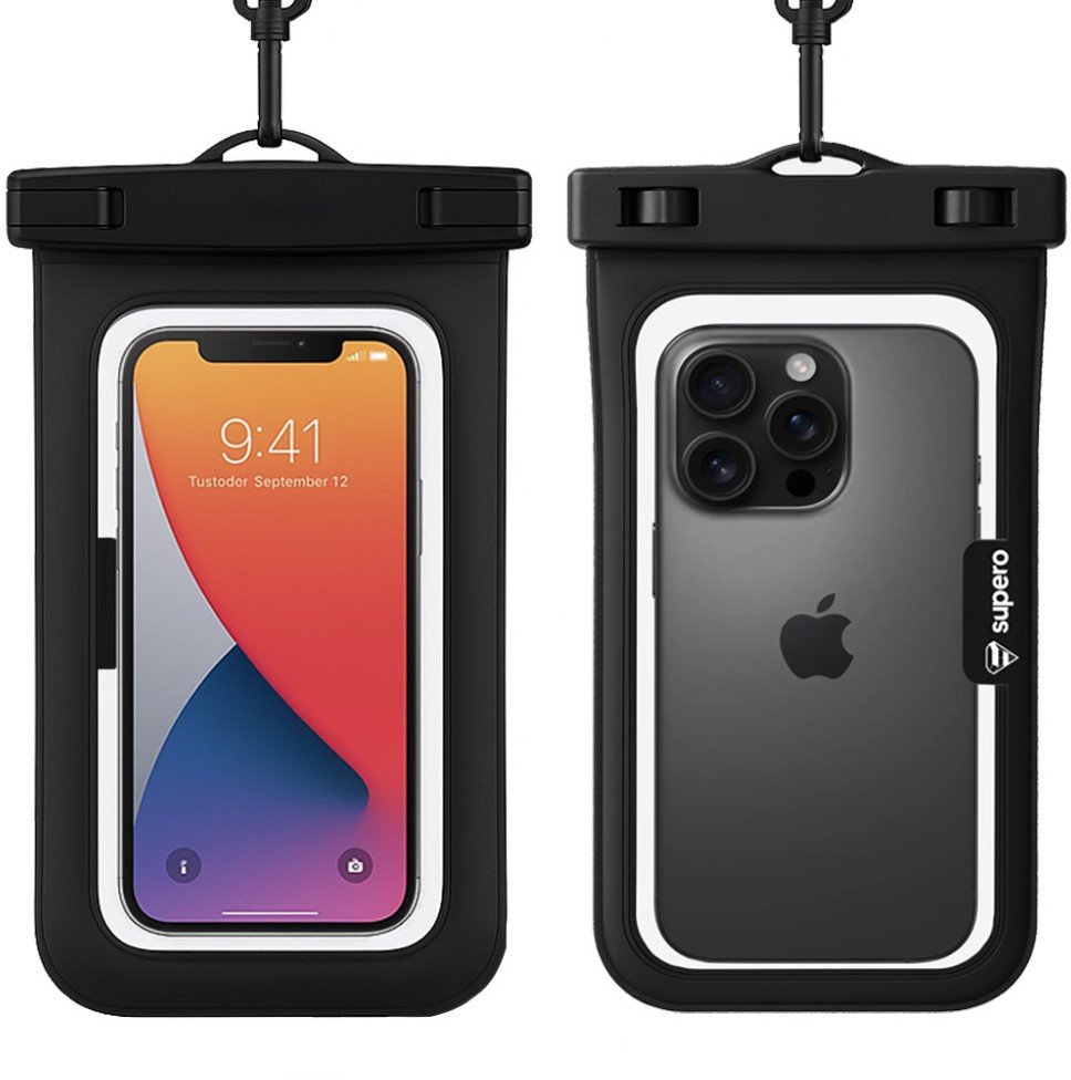 Etui wodoszczelne na telefon do 6.9 cala Supero, czarne