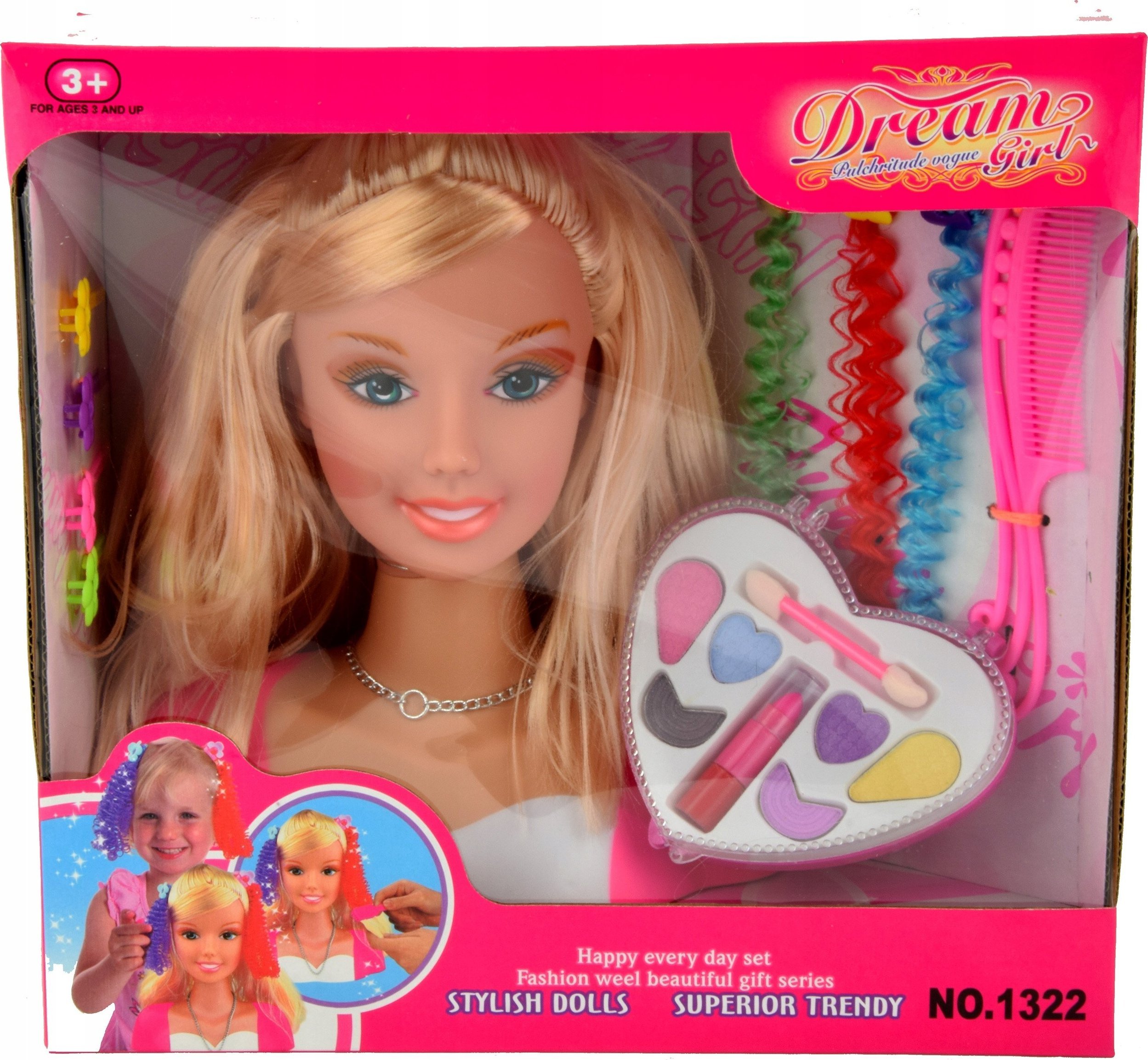 Skleplolki Lalka GŁOWA makijażu czesania STYLIZACJI akcesoria