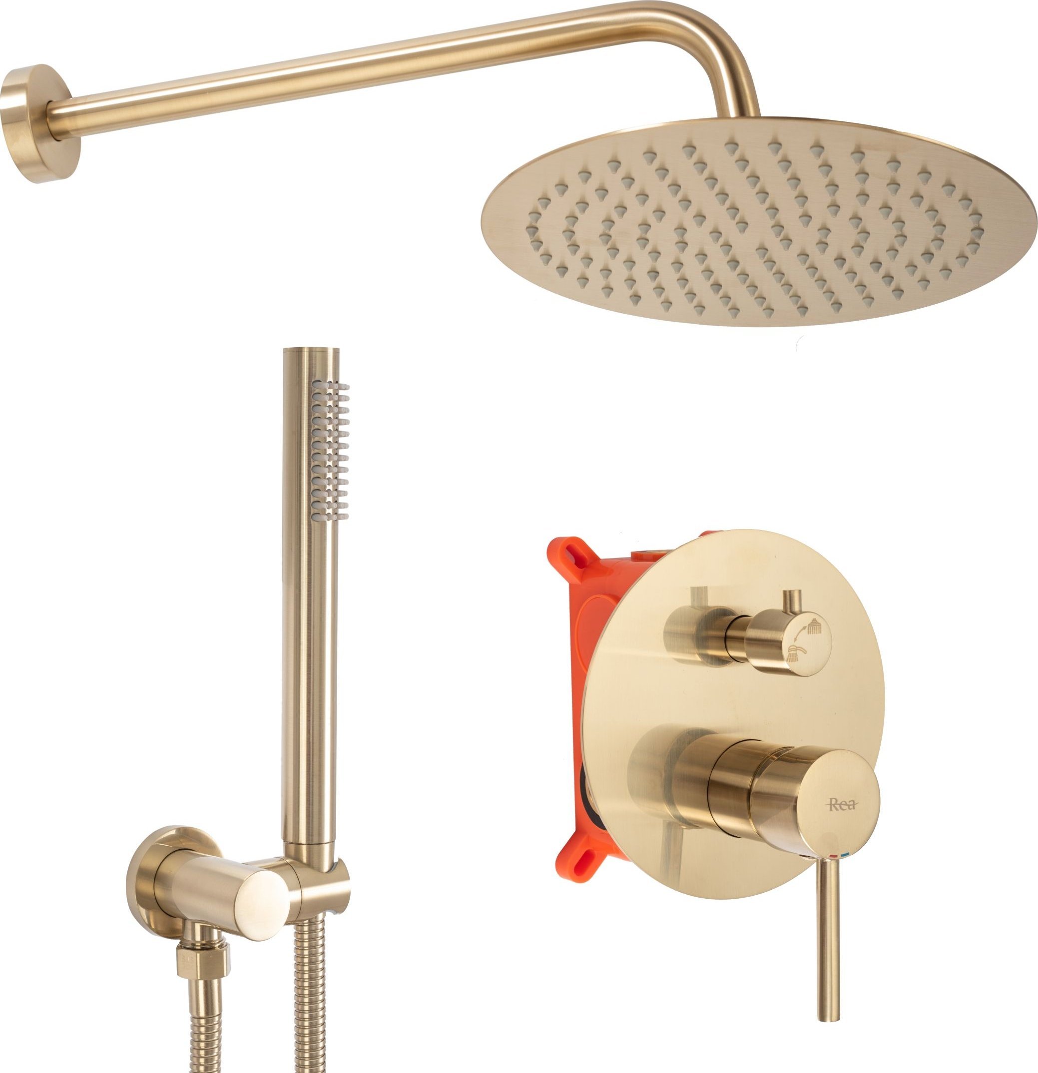 Zestaw prysznicowy Rea Zestaw natryskowy podtynkowy REA Lungo Złoty Szczotkowany + BOX