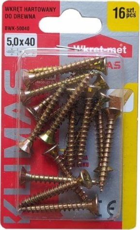 Wkręt-met Wkręty hartowane do drewna 5x40mm 16szt PZ2 złote