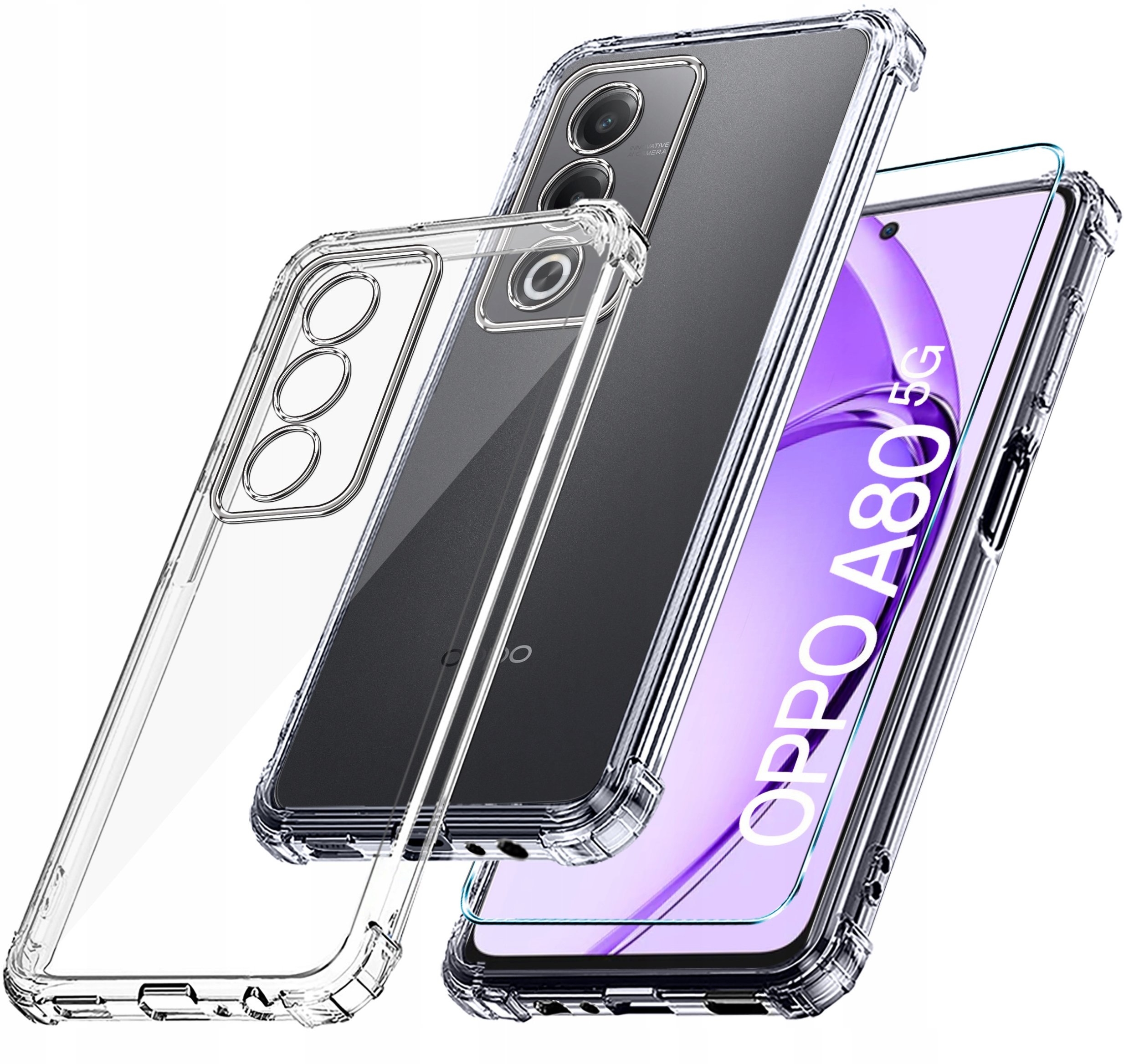 Etui do Oppo A80 5G ANTI-SHOCK CLEAR CASE + Szkło OCHRONNE 9H
