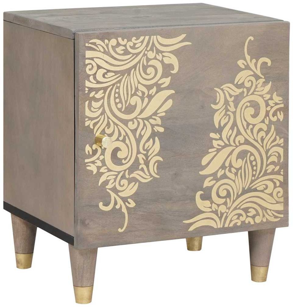 vidaXL Szafka Nocna Szary 40 x 33 x 46 cm lite drewno mango