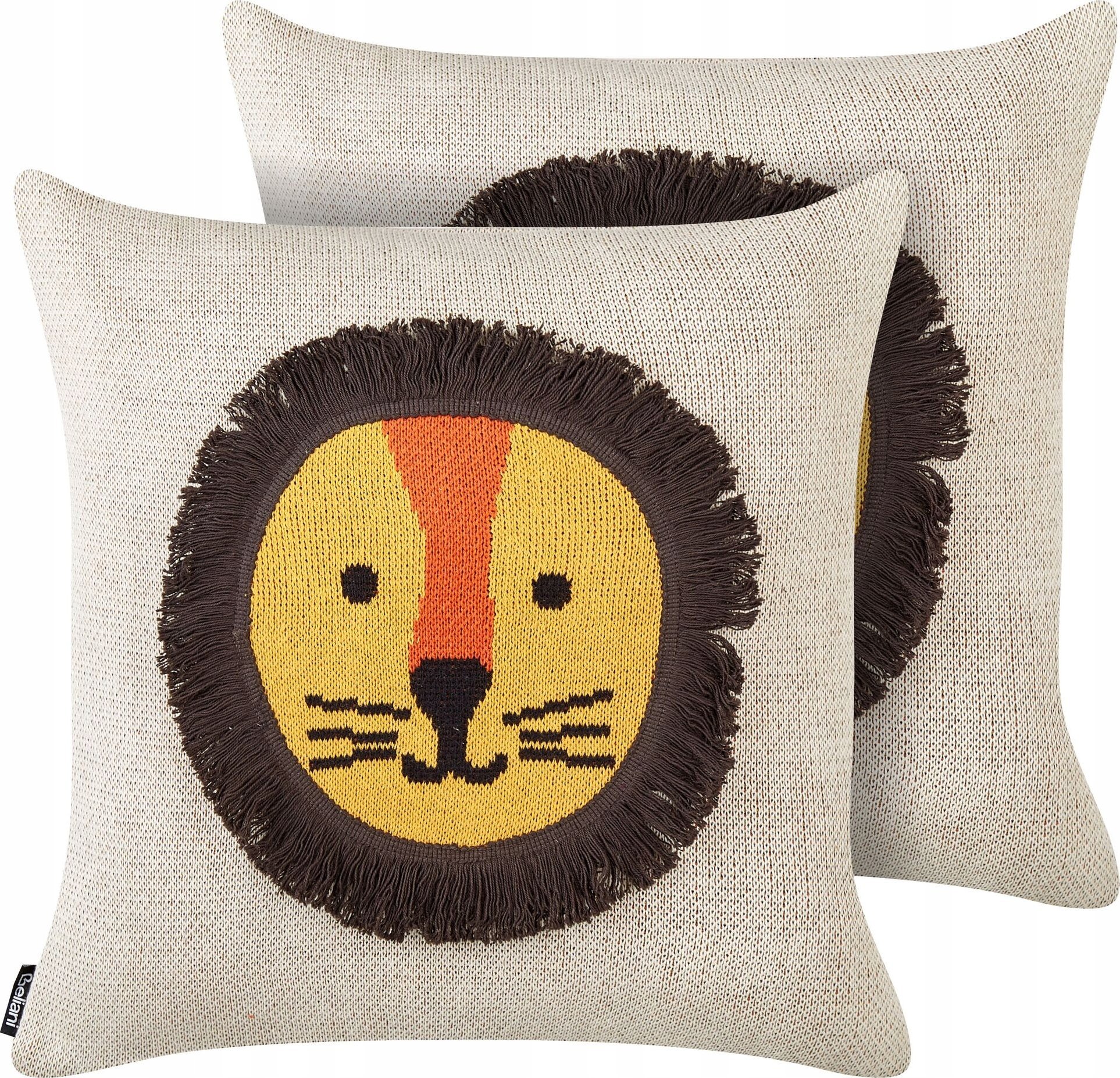 Beliani 2 bawełniane poduszki dla dzieci z motywem lwa 45 x 45 cm beżowe SARANGAR