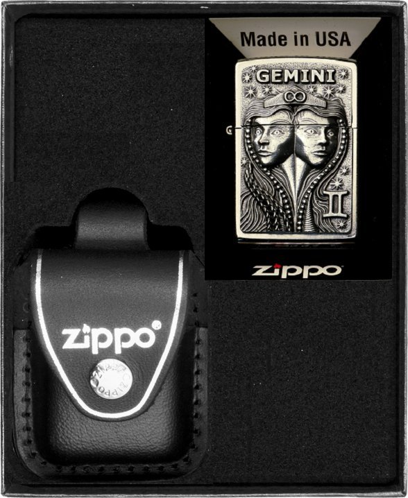 Zestaw ZIPPO Zapalniczka ZODIAC GEMINI bliźnięta Prezentowy No3