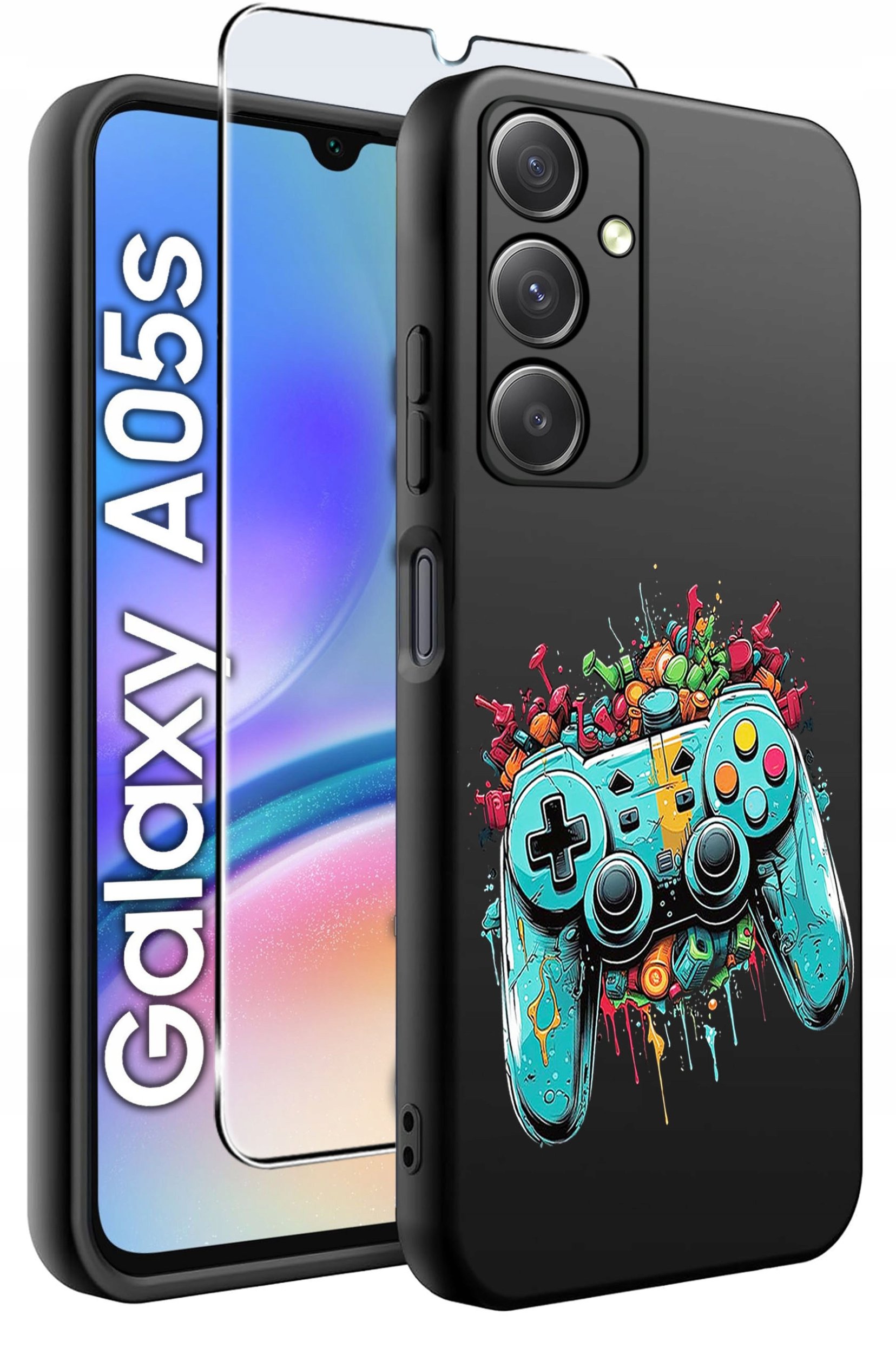 ETUI do Samsung A05s WZORY | SILIKONOWE MATT CASE + SZKŁO 9H