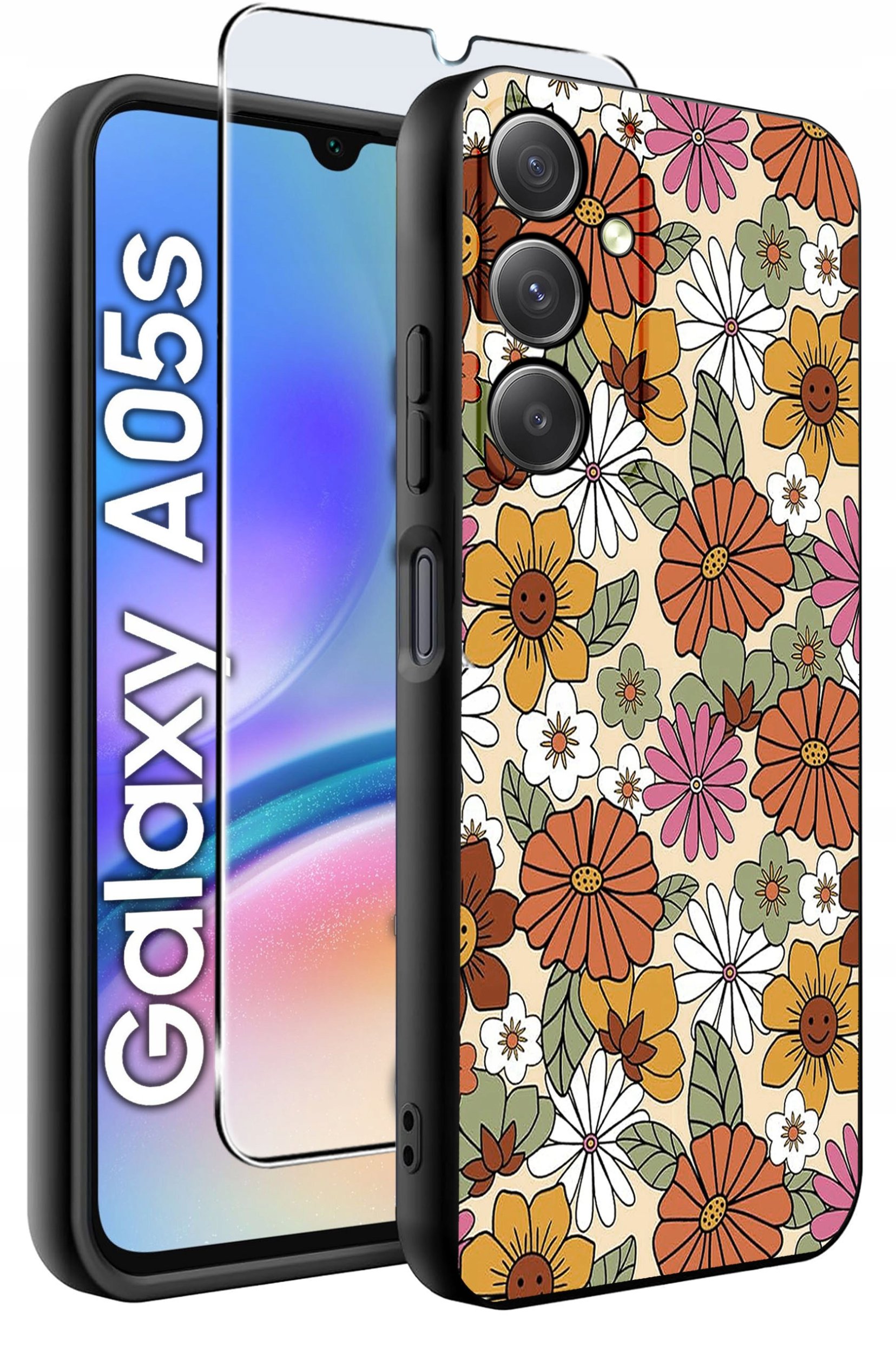 ETUI do Samsung A05s WZORY | SILIKONOWE MATT CASE + SZKŁO 9H