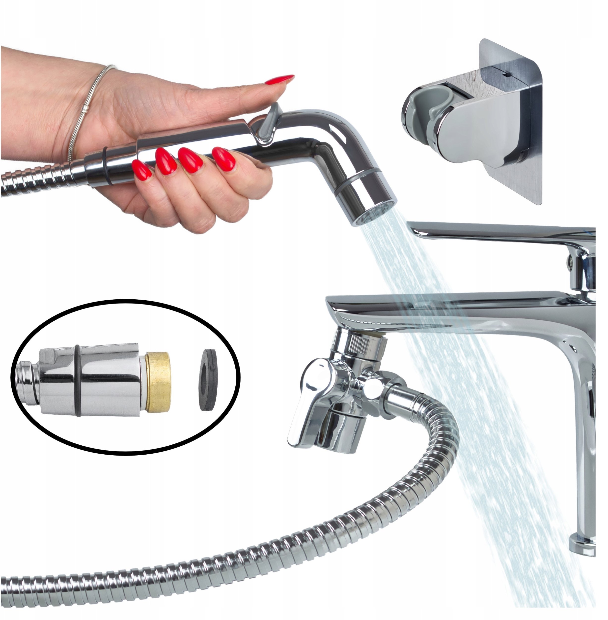 Ręczny opryskiwacz bidetowy do baterii umywalkowej kranu adapter wąż słuchawka BIDETTA BIDETKA